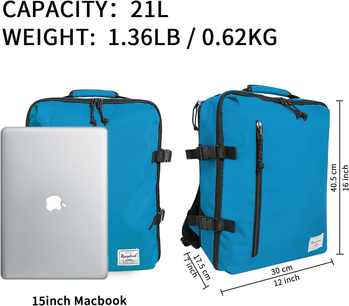Small Carry-on Personal Item Backpack with luggage strap, Laptop Backpack for Men and Women, Business Travel Gym Sport, Pewter