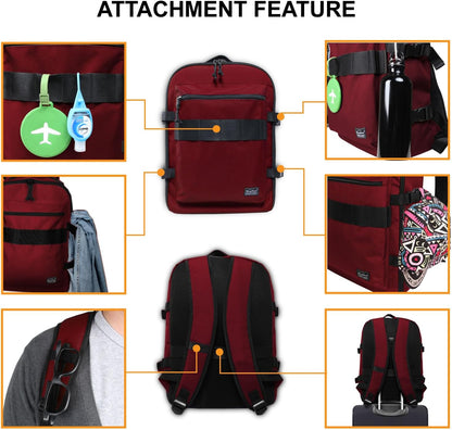 Small Carry-on Personal Item Backpack with luggage strap, Laptop Backpack for Men and Women, Business Travel Gym Sport, Pewter