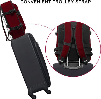 Small Carry-on Personal Item Backpack with luggage strap, Laptop Backpack for Men and Women, Business Travel Gym Sport, Pewter
