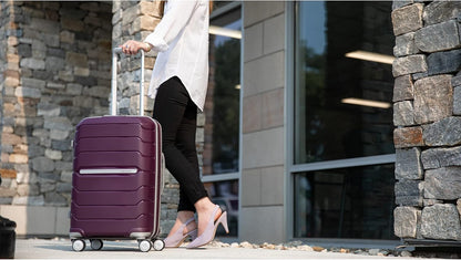Freeform Hardside Carry-On Luggage with Spinner Wheels - Hardshell Suitcase - TSA, Airline-Approved - Expandable Hard Shell, Smooth Rolling Wheels for Lightweight Travel - Navy
