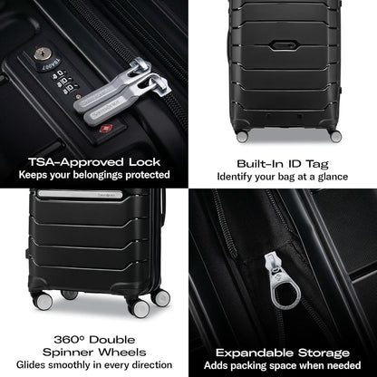 Freeform Hardside Carry-On Luggage with Spinner Wheels - Hardshell Suitcase - TSA, Airline-Approved - Expandable Hard Shell, Smooth Rolling Wheels for Lightweight Travel - Navy