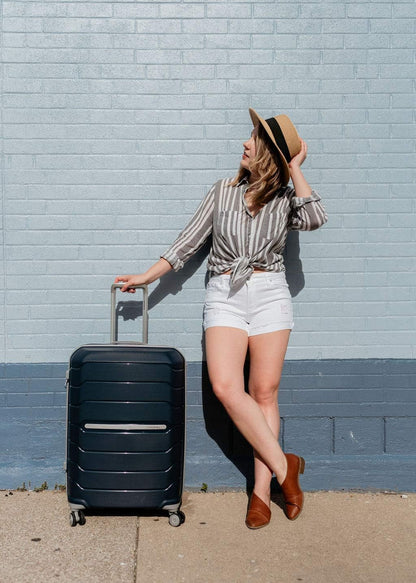 Freeform Hardside Carry-On Luggage with Spinner Wheels - Hardshell Suitcase - TSA, Airline-Approved - Expandable Hard Shell, Smooth Rolling Wheels for Lightweight Travel - Navy
