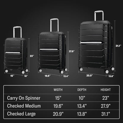 Freeform Hardside Carry-On Luggage with Spinner Wheels - Hardshell Suitcase - TSA, Airline-Approved - Expandable Hard Shell, Smooth Rolling Wheels for Lightweight Travel - Navy