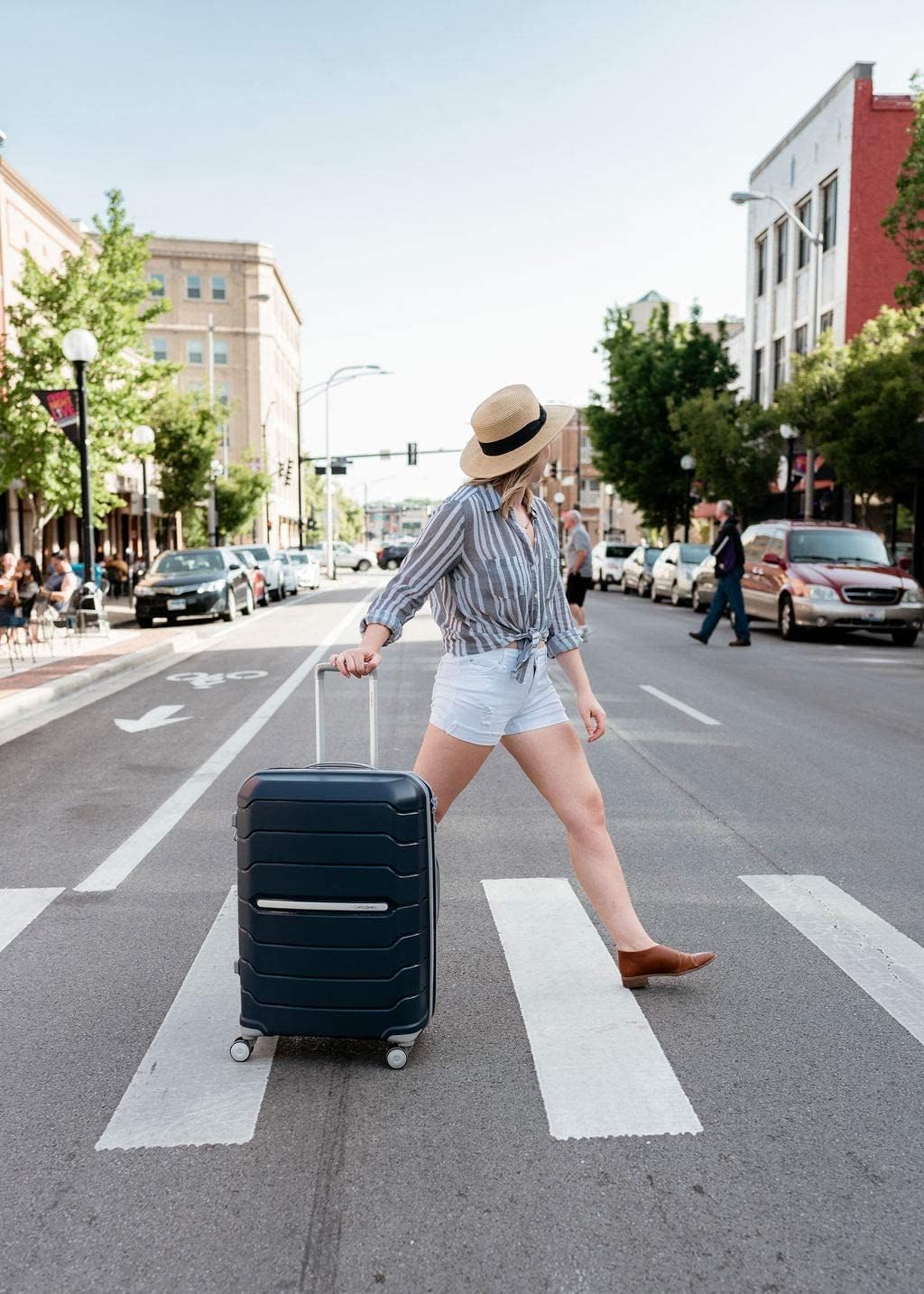 Freeform Hardside Carry-On Luggage with Spinner Wheels - Hardshell Suitcase - TSA, Airline-Approved - Expandable Hard Shell, Smooth Rolling Wheels for Lightweight Travel - Navy