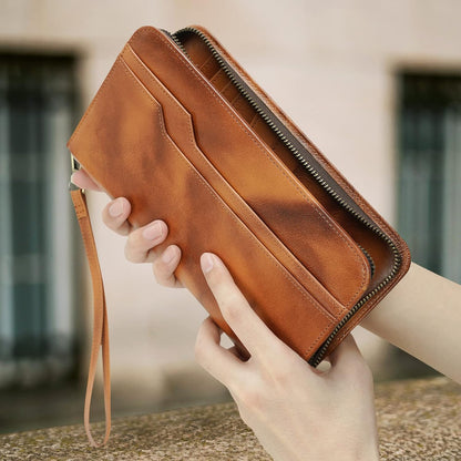 Polare Full Grain Leather Family Travel Passport Wallet and Documents Organizer RFID Blocking Case Holder Fits 6 Passports for Men and Women