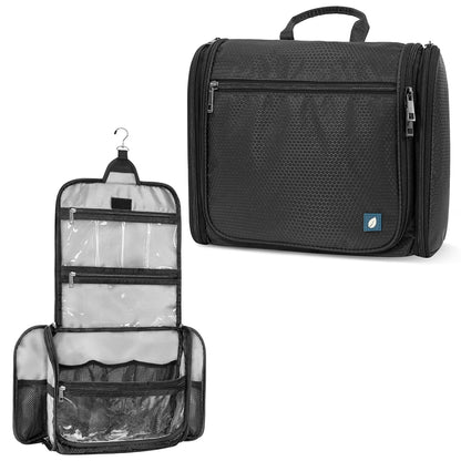 Large Hanging Toiletry Bag for Men, Travel Toiletry Organizer with 10 Compartments, Swivel Hook and 3 Leakproof Pockets, Water Resistant Shaving Kit Case, Packs Flat, Blue