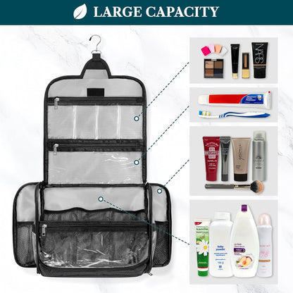 Large Hanging Toiletry Bag for Men, Travel Toiletry Organizer with 10 Compartments, Swivel Hook and 3 Leakproof Pockets, Water Resistant Shaving Kit Case, Packs Flat, Blue