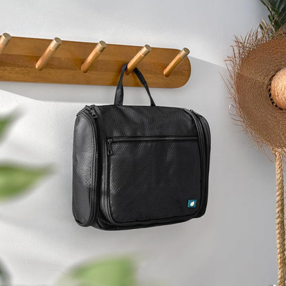 Large Hanging Toiletry Bag for Men, Travel Toiletry Organizer with 10 Compartments, Swivel Hook and 3 Leakproof Pockets, Water Resistant Shaving Kit Case, Packs Flat, Blue