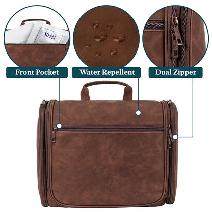 Large Hanging Toiletry Bag for Men, Travel Toiletry Organizer with 10 Compartments, Swivel Hook and 3 Leakproof Pockets, Water Resistant Shaving Kit Case, Packs Flat, Blue