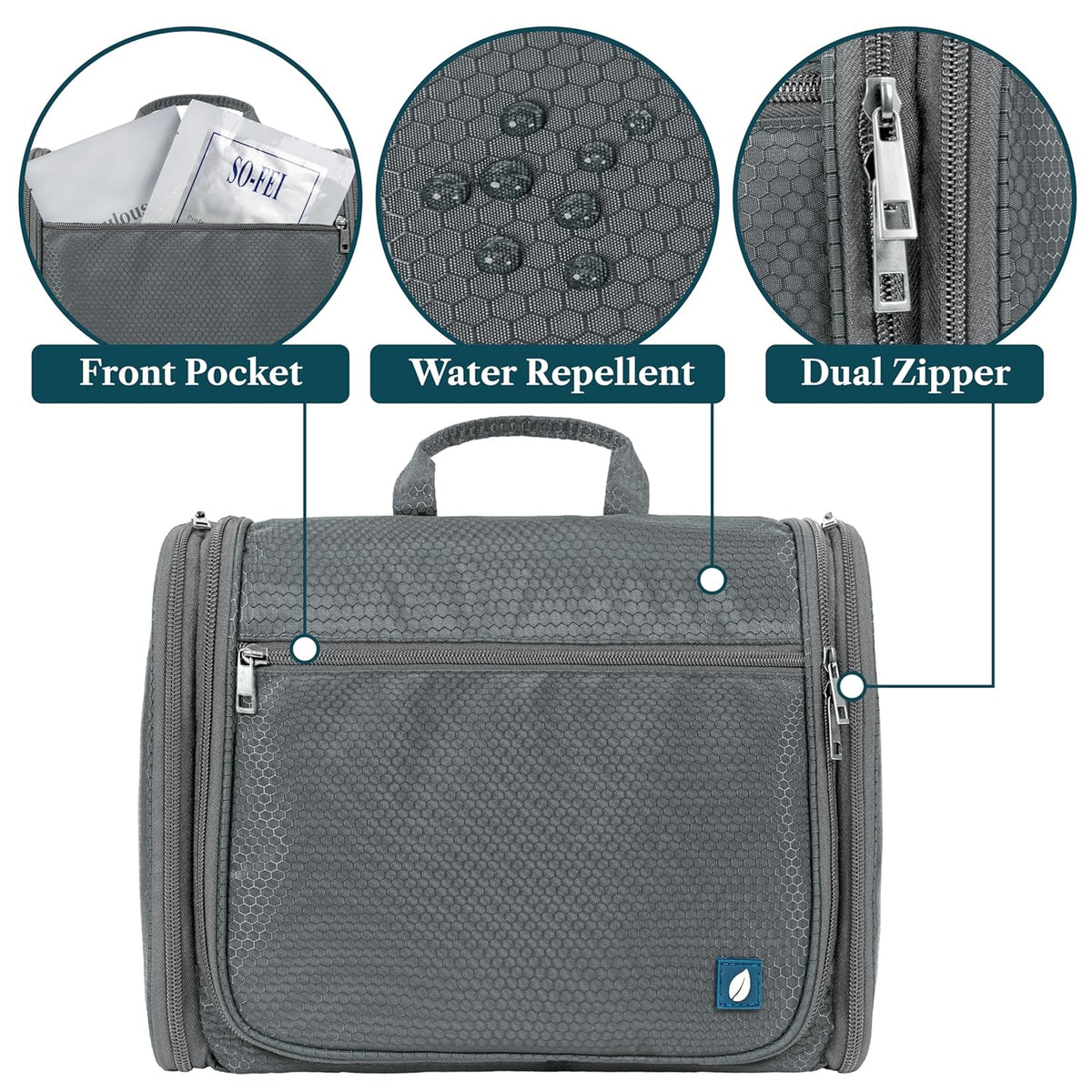 Large Hanging Toiletry Bag for Men, Travel Toiletry Organizer with 10 Compartments, Swivel Hook and 3 Leakproof Pockets, Water Resistant Shaving Kit Case, Packs Flat, Blue
