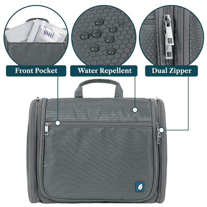 Large Hanging Toiletry Bag for Men, Travel Toiletry Organizer with 10 Compartments, Swivel Hook and 3 Leakproof Pockets, Water Resistant Shaving Kit Case, Packs Flat, Blue