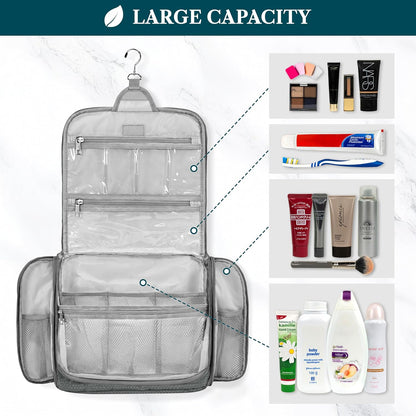 Large Hanging Toiletry Bag for Men, Travel Toiletry Organizer with 10 Compartments, Swivel Hook and 3 Leakproof Pockets, Water Resistant Shaving Kit Case, Packs Flat, Blue