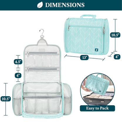Large Hanging Toiletry Bag for Men, Travel Toiletry Organizer with 10 Compartments, Swivel Hook and 3 Leakproof Pockets, Water Resistant Shaving Kit Case, Packs Flat, Blue