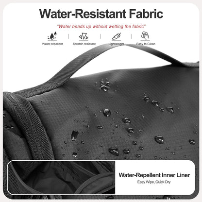 Hanging Toiletry Bag for Men and Women – Water Resistant Nylon Travel Cosmetic Dopp Kit with Multiple Compartments for Toiletries, Grooming Essentials, Makeup and Shaving Gear, Black