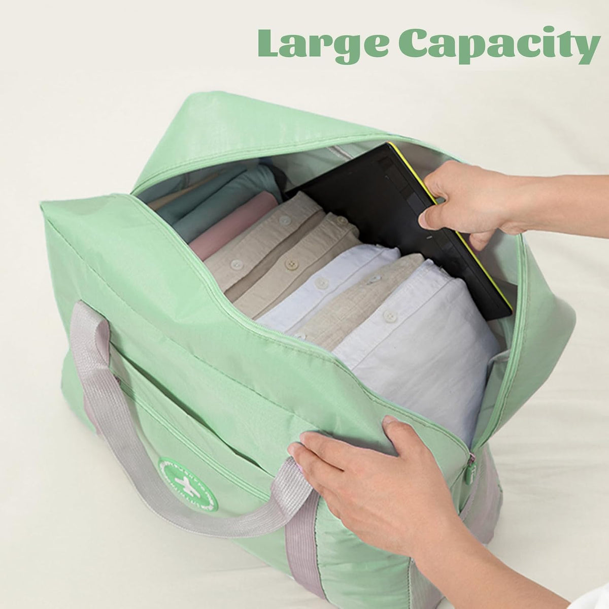 5PCS Travel Bag Thick Double-Layer Fabric Foldable Duffle Bags Spirit Airlines Personal Item Bag for Women Men Carry On Bags Sports Gym Tote Weekender Overnight Bag (1002 5PCS)