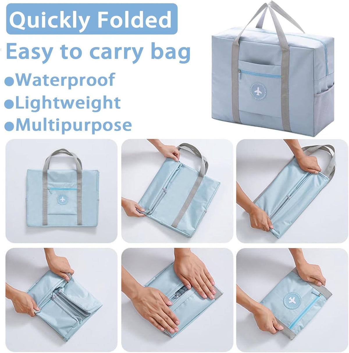 5PCS Travel Bag Thick Double-Layer Fabric Foldable Duffle Bags Spirit Airlines Personal Item Bag for Women Men Carry On Bags Sports Gym Tote Weekender Overnight Bag (1002 5PCS)