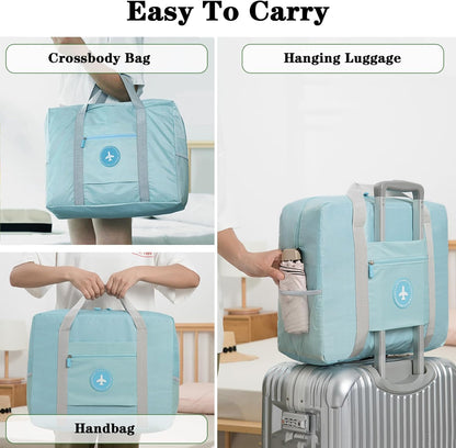 5PCS Travel Bag Thick Double-Layer Fabric Foldable Duffle Bags Spirit Airlines Personal Item Bag for Women Men Carry On Bags Sports Gym Tote Weekender Overnight Bag (1002 5PCS)