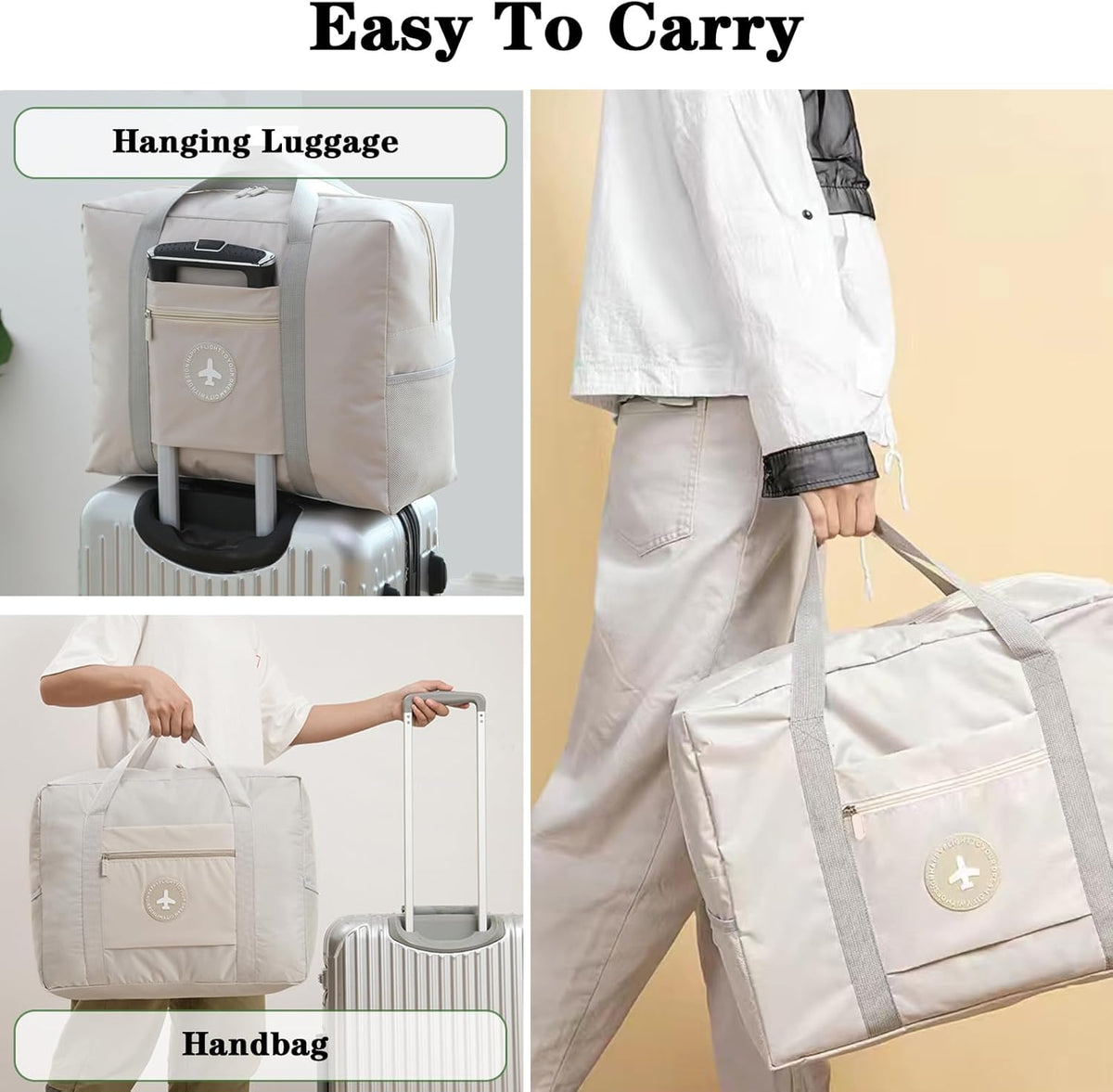 5PCS Travel Bag Thick Double-Layer Fabric Foldable Duffle Bags Spirit Airlines Personal Item Bag for Women Men Carry On Bags Sports Gym Tote Weekender Overnight Bag (1002 5PCS)