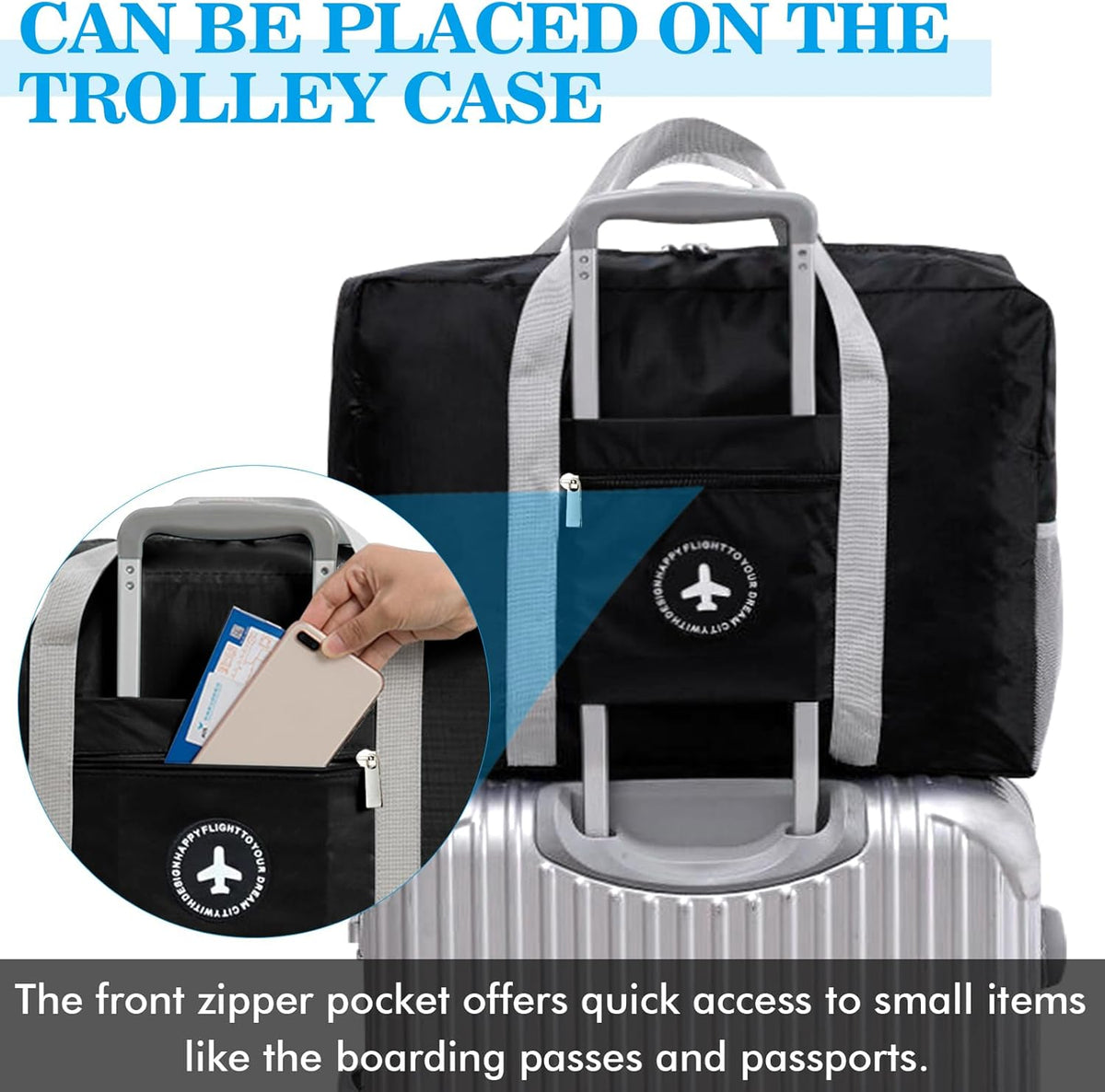 5PCS Travel Bag Thick Double-Layer Fabric Foldable Duffle Bags Spirit Airlines Personal Item Bag for Women Men Carry On Bags Sports Gym Tote Weekender Overnight Bag (1002 5PCS)