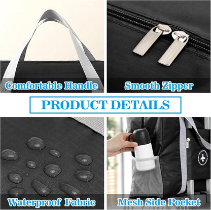 5PCS Travel Bag Thick Double-Layer Fabric Foldable Duffle Bags Spirit Airlines Personal Item Bag for Women Men Carry On Bags Sports Gym Tote Weekender Overnight Bag (1002 5PCS)