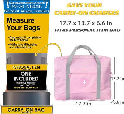 5PCS Travel Bag Thick Double-Layer Fabric Foldable Duffle Bags Spirit Airlines Personal Item Bag for Women Men Carry On Bags Sports Gym Tote Weekender Overnight Bag (1002 5PCS)