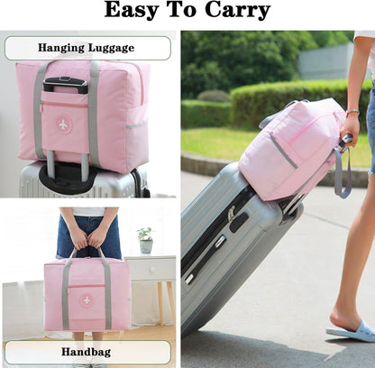 5PCS Travel Bag Thick Double-Layer Fabric Foldable Duffle Bags Spirit Airlines Personal Item Bag for Women Men Carry On Bags Sports Gym Tote Weekender Overnight Bag (1002 5PCS)