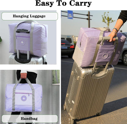 5PCS Travel Bag Thick Double-Layer Fabric Foldable Duffle Bags Spirit Airlines Personal Item Bag for Women Men Carry On Bags Sports Gym Tote Weekender Overnight Bag (1002 5PCS)