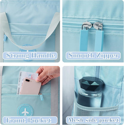 5PCS Travel Bag Thick Double-Layer Fabric Foldable Duffle Bags Spirit Airlines Personal Item Bag for Women Men Carry On Bags Sports Gym Tote Weekender Overnight Bag (1002 5PCS)