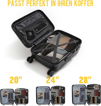 Compression Packing Cubes 8 Set, Dual Zipper Compression Packing Cubes for Travel, See-Through Mesh Packing Bags for Suitcases, Packing Cube with Shoe Bag (Black)