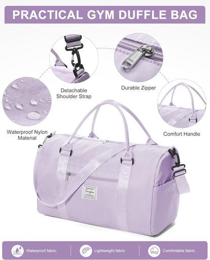 Gym Bag Womens Mens with Shoes Compartment and Wet Pocket Travel Duffel Bags for Women for Plane Sport Gym Tote Bag with Toiletry Bags Waterproof Weekend Overnight Carry on Bag Hospital Holdalls - Colors C