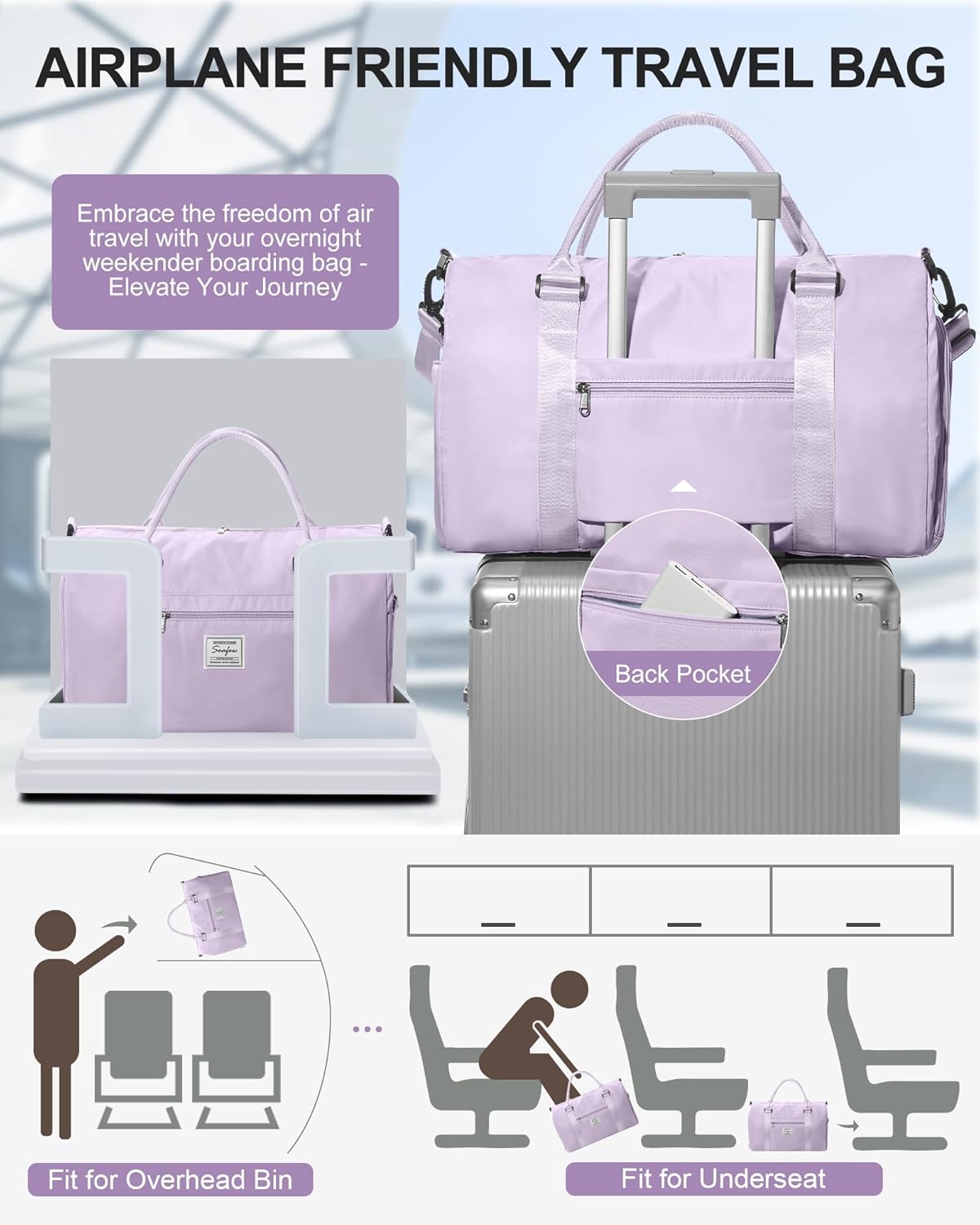 Gym Bag Womens Mens with Shoes Compartment and Wet Pocket Travel Duffel Bags for Women for Plane Sport Gym Tote Bag with Toiletry Bags Waterproof Weekend Overnight Carry on Bag Hospital Holdalls - Colors C