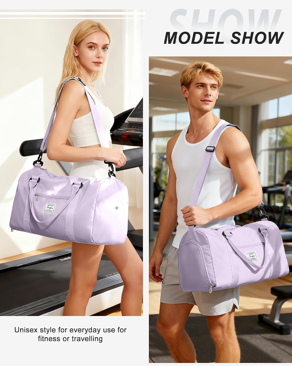Gym Bag Womens Mens with Shoes Compartment and Wet Pocket Travel Duffel Bags for Women for Plane Sport Gym Tote Bag with Toiletry Bags Waterproof Weekend Overnight Carry on Bag Hospital Holdalls - Colors C