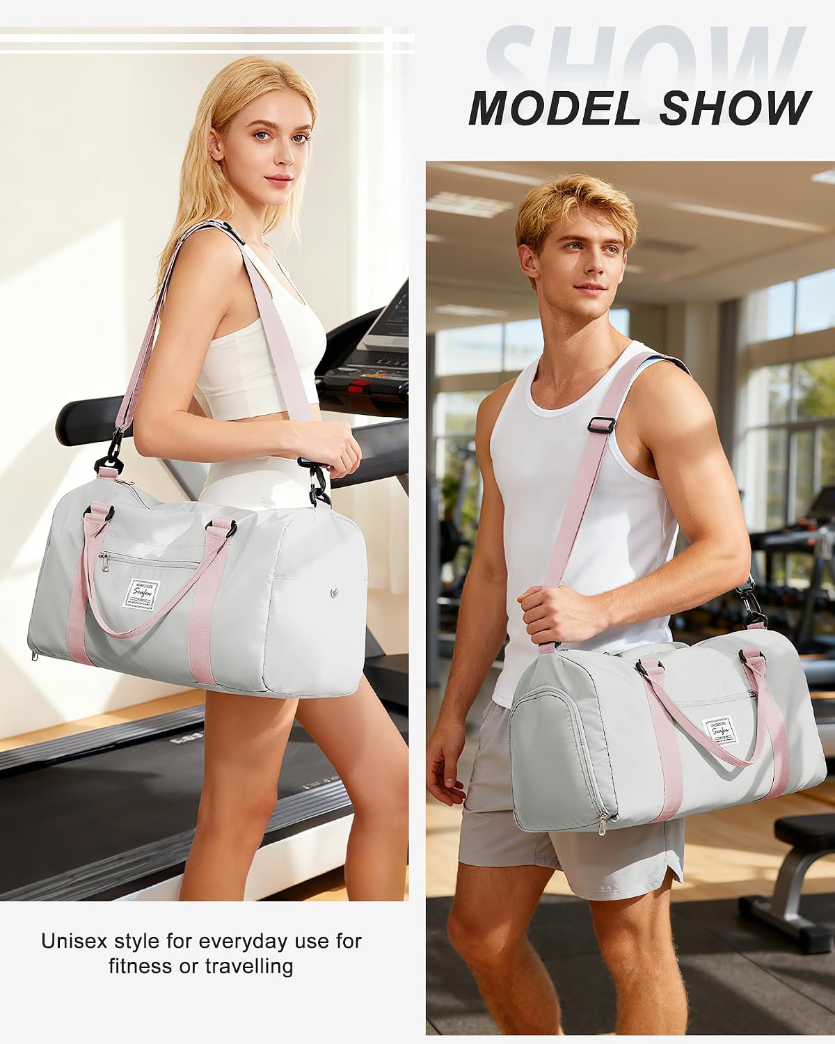 Gym Bag Womens Mens with Shoes Compartment and Wet Pocket Travel Duffel Bags for Women for Plane Sport Gym Tote Bag with Toiletry Bags Waterproof Weekend Overnight Carry on Bag Hospital Holdalls - Colors C