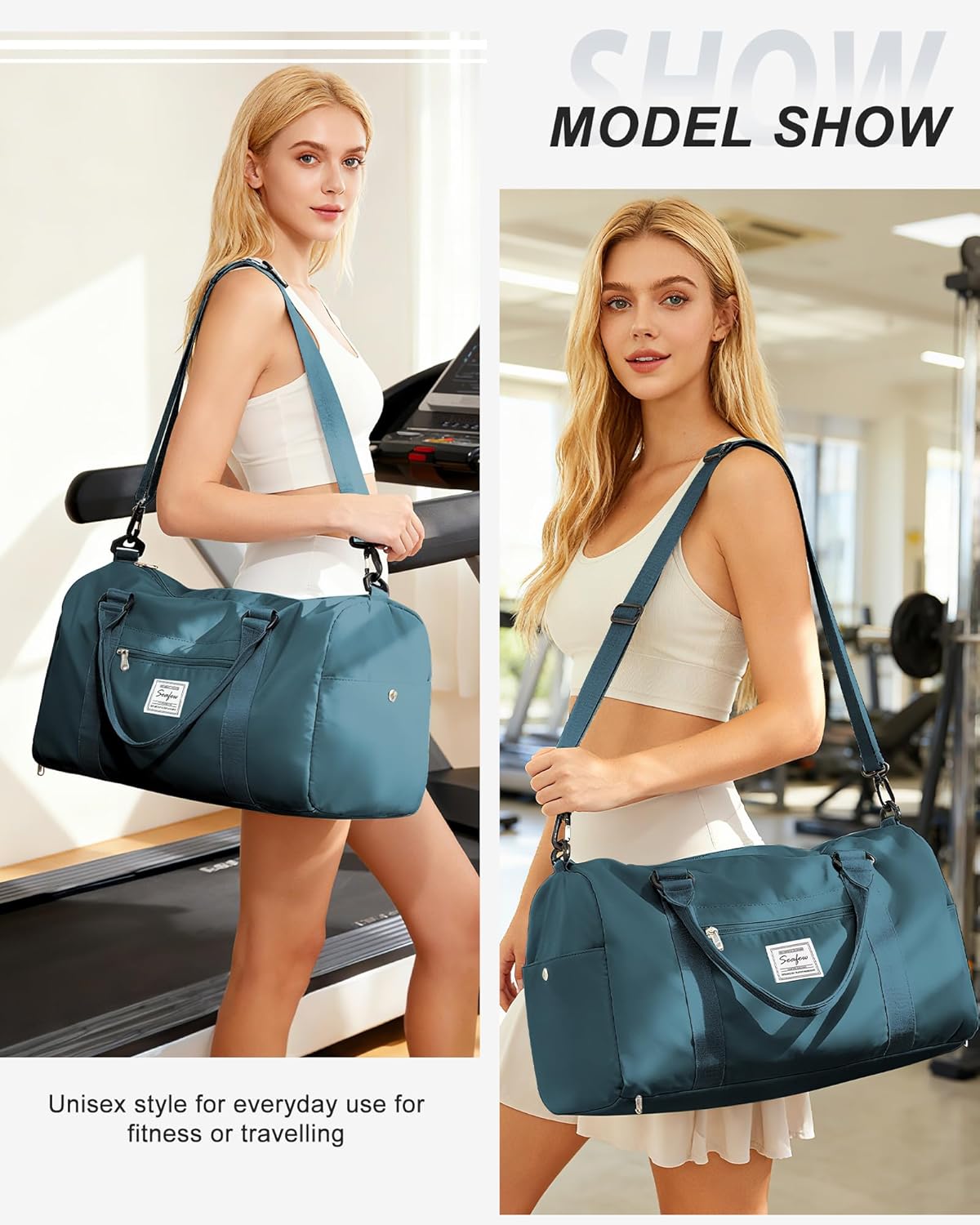 Gym Bag Womens Mens with Shoes Compartment and Wet Pocket Travel Duffel Bags for Women for Plane Sport Gym Tote Bag with Toiletry Bags Waterproof Weekend Overnight Carry on Bag Hospital Holdalls - Colors C