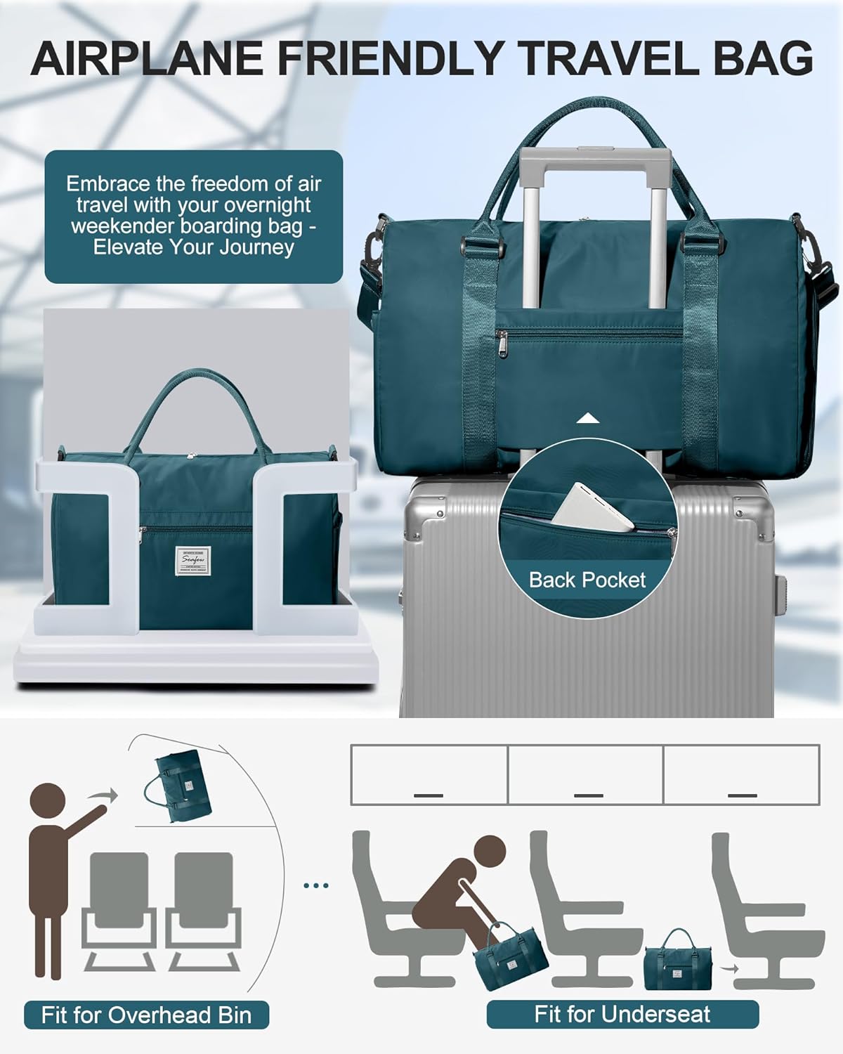 Gym Bag Womens Mens with Shoes Compartment and Wet Pocket Travel Duffel Bags for Women for Plane Sport Gym Tote Bag with Toiletry Bags Waterproof Weekend Overnight Carry on Bag Hospital Holdalls - Colors C