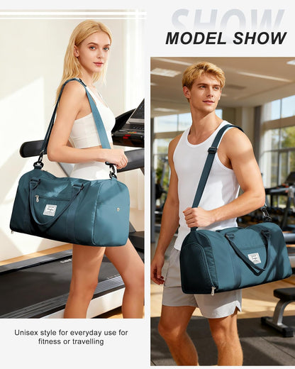 Gym Bag Womens Mens with Shoes Compartment and Wet Pocket Travel Duffel Bags for Women for Plane Sport Gym Tote Bag with Toiletry Bags Waterproof Weekend Overnight Carry on Bag Hospital Holdalls - Colors C