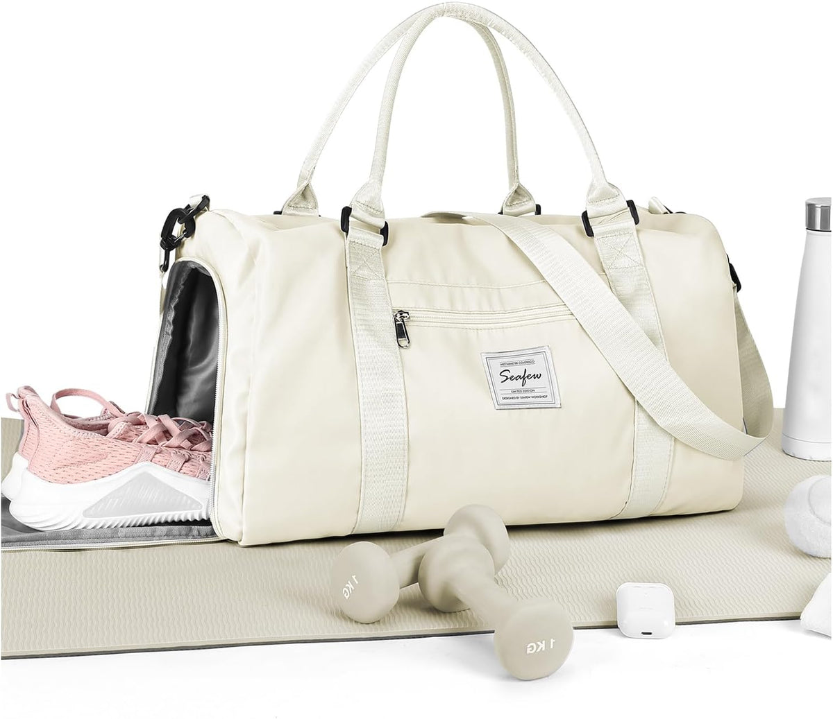 Gym Bag Womens Mens with Shoes Compartment and Wet Pocket Travel Duffel Bags for Women for Plane Sport Gym Tote Bag with Toiletry Bags Waterproof Weekend Overnight Carry on Bag Hospital Holdalls - Colors C