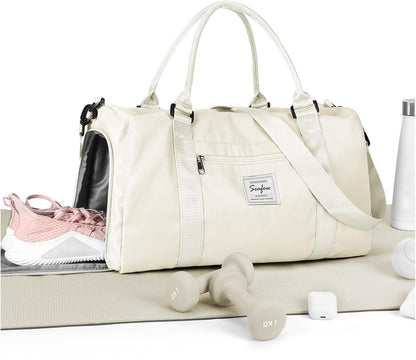 Gym Bag Womens Mens with Shoes Compartment and Wet Pocket Travel Duffel Bags for Women for Plane Sport Gym Tote Bag with Toiletry Bags Waterproof Weekend Overnight Carry on Bag Hospital Holdalls - Colors C
