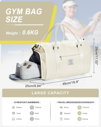 Gym Bag Womens Mens with Shoes Compartment and Wet Pocket Travel Duffel Bags for Women for Plane Sport Gym Tote Bag with Toiletry Bags Waterproof Weekend Overnight Carry on Bag Hospital Holdalls - Colors C