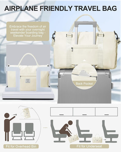Gym Bag Womens Mens with Shoes Compartment and Wet Pocket Travel Duffel Bags for Women for Plane Sport Gym Tote Bag with Toiletry Bags Waterproof Weekend Overnight Carry on Bag Hospital Holdalls - Colors C