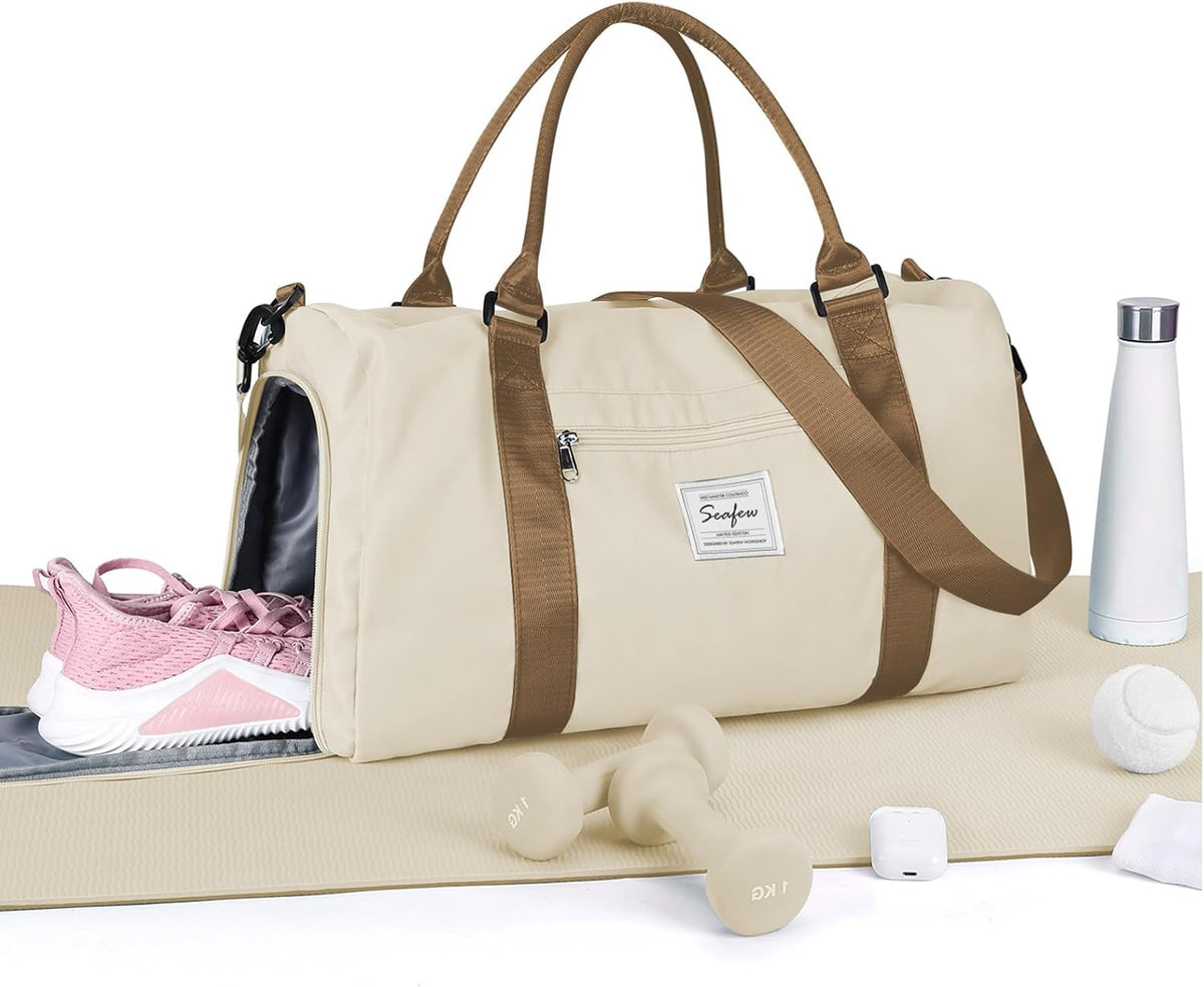 Gym Bag Womens Mens with Shoes Compartment and Wet Pocket Travel Duffel Bags for Women for Plane Sport Gym Tote Bag with Toiletry Bags Waterproof Weekend Overnight Carry on Bag Hospital Holdalls - Colors C