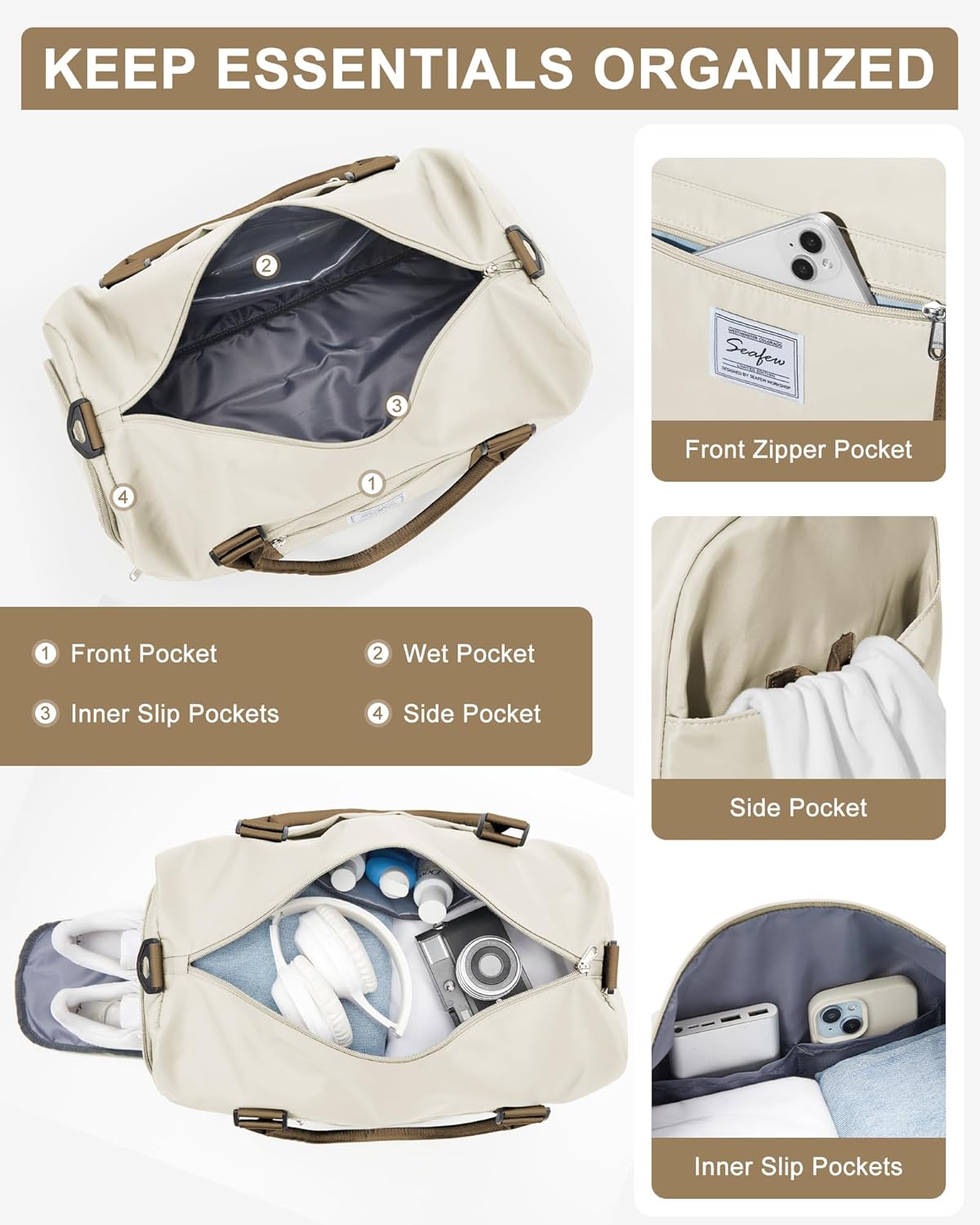 Gym Bag Womens Mens with Shoes Compartment and Wet Pocket Travel Duffel Bags for Women for Plane Sport Gym Tote Bag with Toiletry Bags Waterproof Weekend Overnight Carry on Bag Hospital Holdalls - Colors C