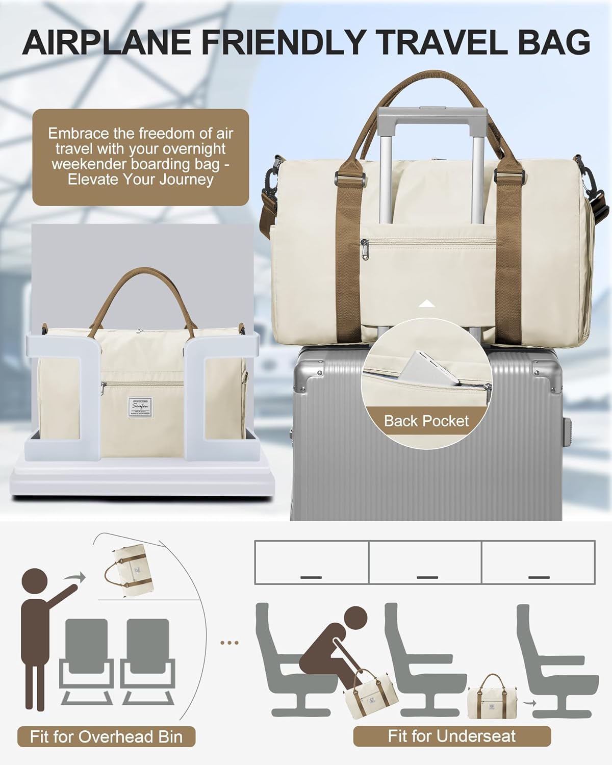 Gym Bag Womens Mens with Shoes Compartment and Wet Pocket Travel Duffel Bags for Women for Plane Sport Gym Tote Bag with Toiletry Bags Waterproof Weekend Overnight Carry on Bag Hospital Holdalls - Colors C