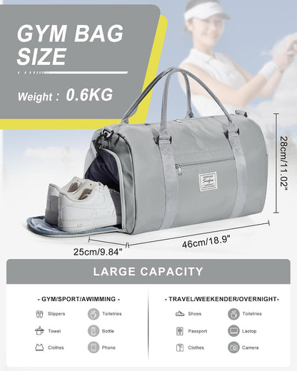 Gym Bag Womens Mens with Shoes Compartment and Wet Pocket Travel Duffel Bags for Women for Plane Sport Gym Tote Bag with Toiletry Bags Waterproof Weekend Overnight Carry on Bag Hospital Holdalls - Colors C