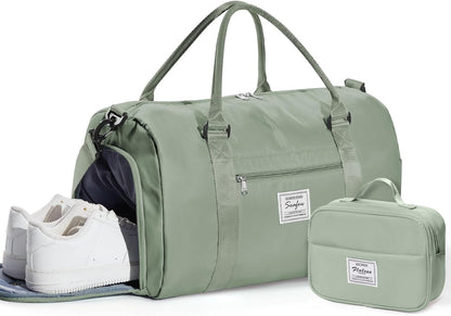 Gym Bag Womens Mens with Shoes Compartment and Wet Pocket Travel Duffel Bags for Women for Plane Sport Gym Tote Bag with Toiletry Bags Waterproof Weekend Overnight Carry on Bag Hospital Holdalls - Colors C