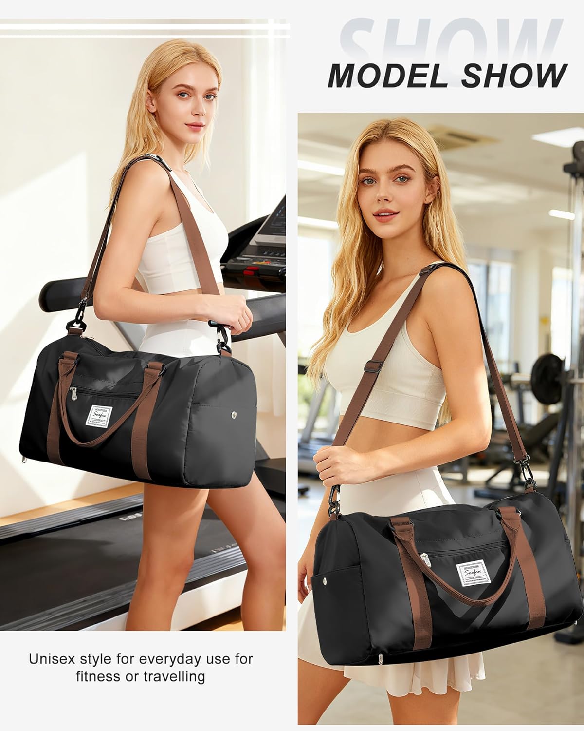 Gym Bag Womens Mens with Shoes Compartment and Wet Pocket Travel Duffel Bags for Women for Plane Sport Gym Tote Bag with Toiletry Bags Waterproof Weekend Overnight Carry on Bag Hospital Holdalls - Colors C