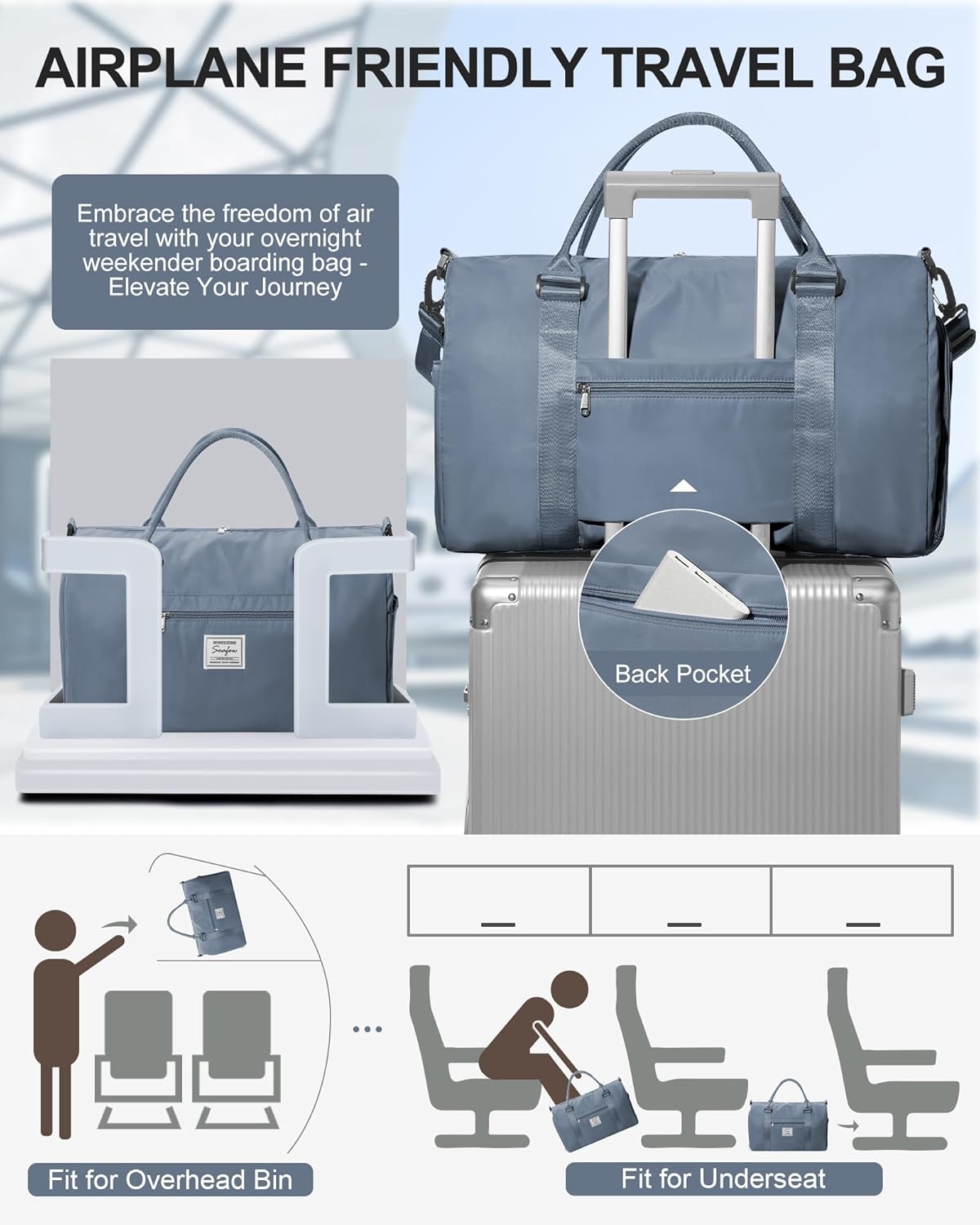 Gym Bag Womens Mens with Shoes Compartment and Wet Pocket Travel Duffel Bags for Women for Plane Sport Gym Tote Bag with Toiletry Bags Waterproof Weekend Overnight Carry on Bag Hospital Holdalls - Colors C