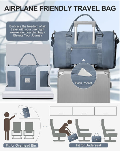 Gym Bag Womens Mens with Shoes Compartment and Wet Pocket Travel Duffel Bags for Women for Plane Sport Gym Tote Bag with Toiletry Bags Waterproof Weekend Overnight Carry on Bag Hospital Holdalls - Colors C