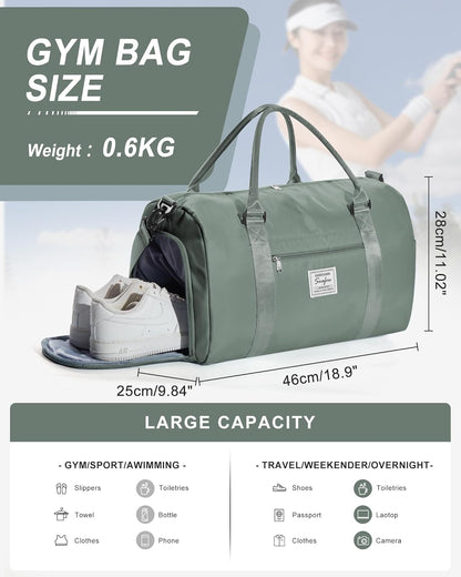 Gym Bag Womens Mens with Shoes Compartment and Wet Pocket Travel Duffel Bags for Women for Plane Sport Gym Tote Bag with Toiletry Bags Waterproof Weekend Overnight Carry on Bag Hospital Holdalls - Colors C