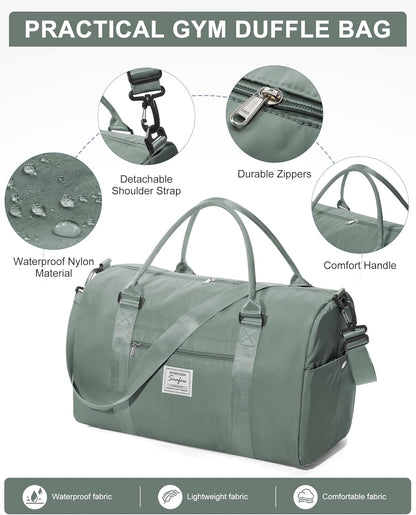 Gym Bag Womens Mens with Shoes Compartment and Wet Pocket Travel Duffel Bags for Women for Plane Sport Gym Tote Bag with Toiletry Bags Waterproof Weekend Overnight Carry on Bag Hospital Holdalls - Colors C